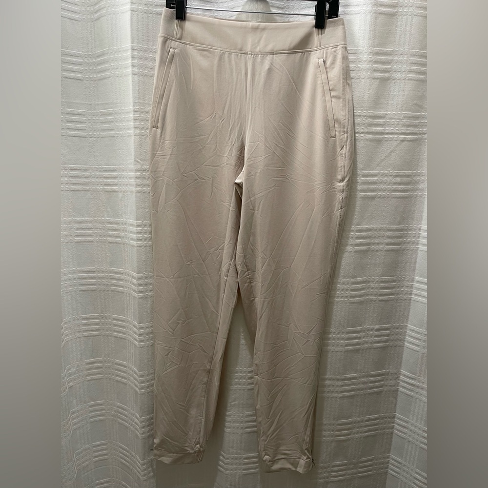 Athleta Women's Cream Lightweight Ankle Pants Zip Hem Casual Travel 6/T